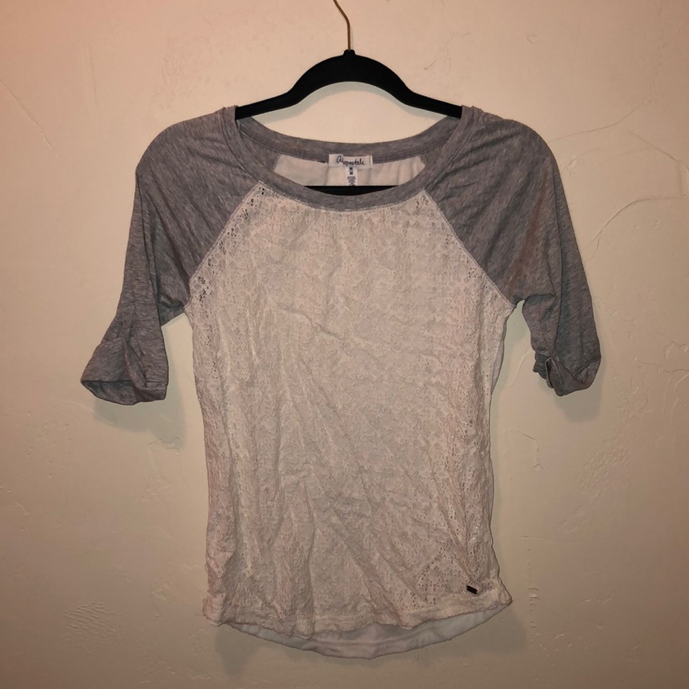 Lace white shirt with gray sleeves